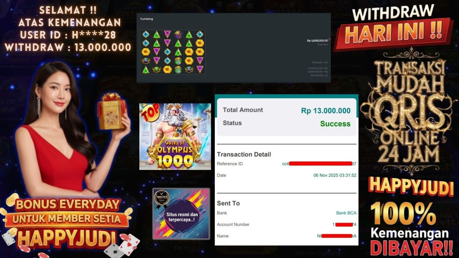 HAPPYJUDI JACKPOT SLOT GATES OF OLYMPUS 1000